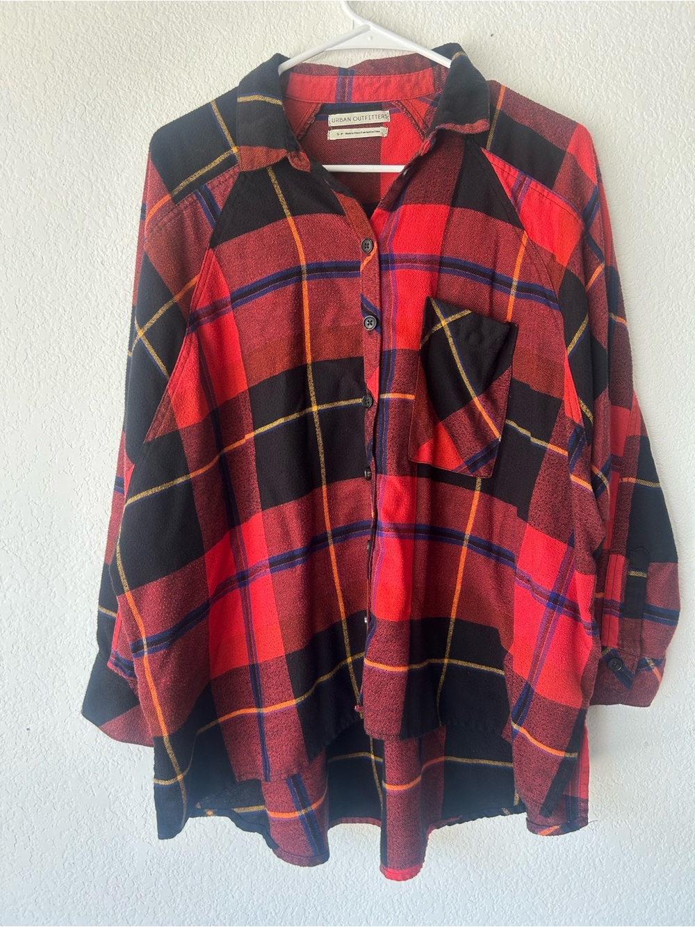 Urban Outfitters Red Black Plaid Oversized Button-Up